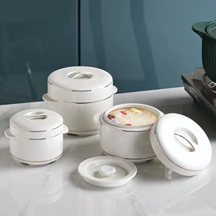 Chunky Ceramic Stew Pot with Lid Water-proof Stew Household Water-proof Stew Pot Double Lid and Binaural Stew Bird's Nest Pot Small Stew Pot