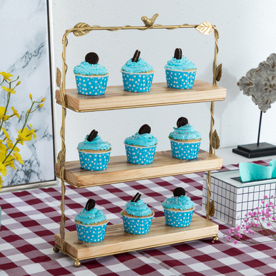 Soporte de la torta de madera soporte de postre soporte de exhibición decoración de la boda Europea accesorios multi-capa bandeja merienda soporte traje image 11