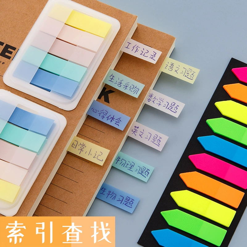 Набор флуоресцентных наклеек Xiami PET для Post-its, цветовой индекс ярлыков, пометки и заметки для учащихся