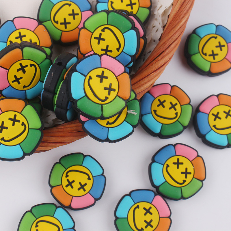 Nuevos bebés dibujos animados flores de sol creativas DIY bebé silicona molars tetina accesorios de cadena