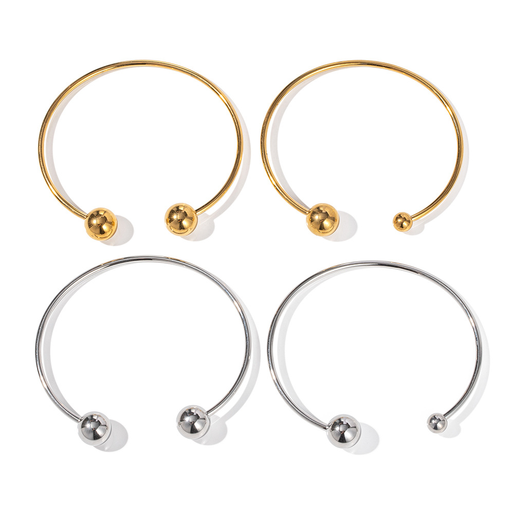2023 nuevo estilo de moda celebridad en línea INS diseño 18K chapado en oro de acero inoxidable bola abierta pulsera joyería al por mayor