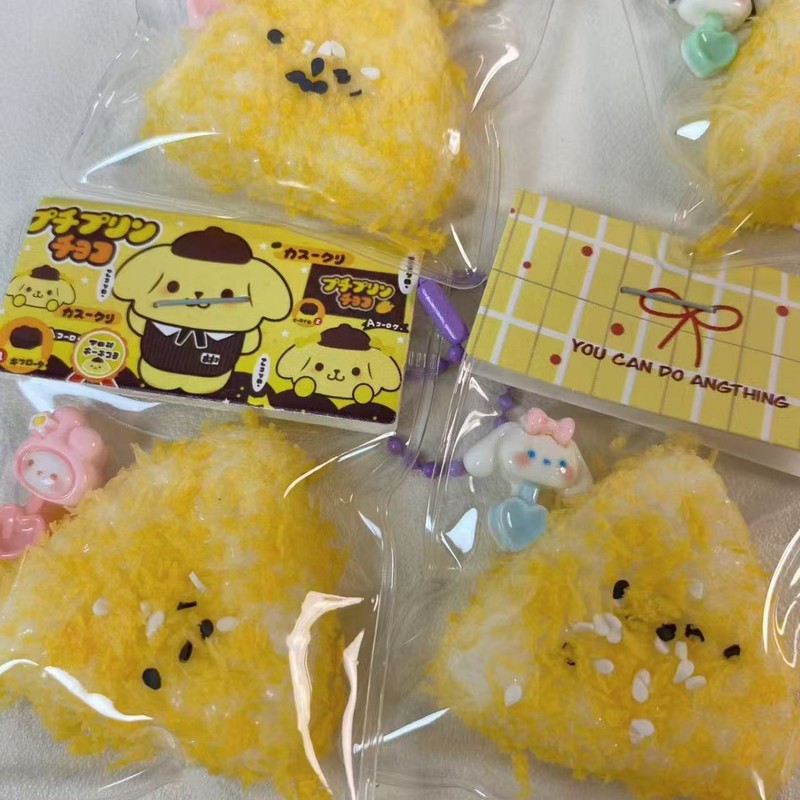 Decompression and kneading triangle fried sesame rice balls simulation finished eating toys wholesale small nose karma pendant cartoon Sanrio