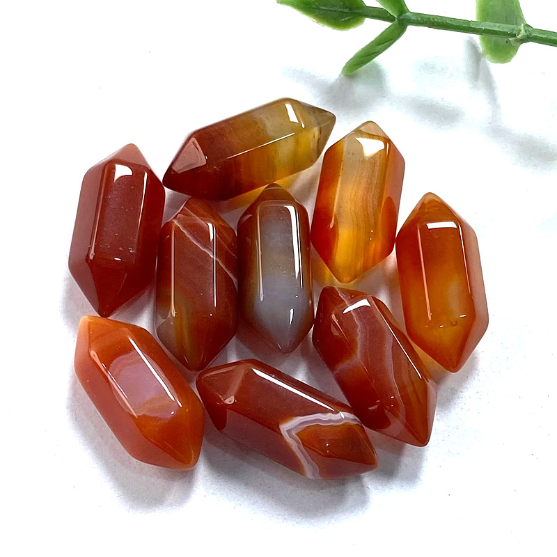 빨간 줄무늬 마노 8*21mm (낱알)