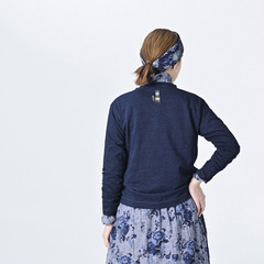 カジュアルデニムベア有后刺繍长袖tシャツ45Rデニムベア有后刺繍长袖T