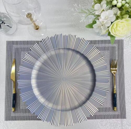 Western food plate wedding color can be customized for wedding hotel party metal spray paint decorative plastic plate chargerplate