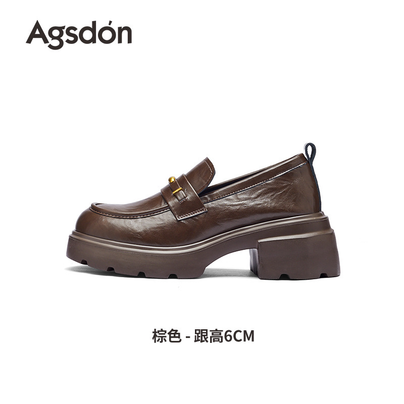 奥古狮登厚底乐福鞋女2025新款秋季巨好看配裙子英伦风小皮鞋单鞋|undefined