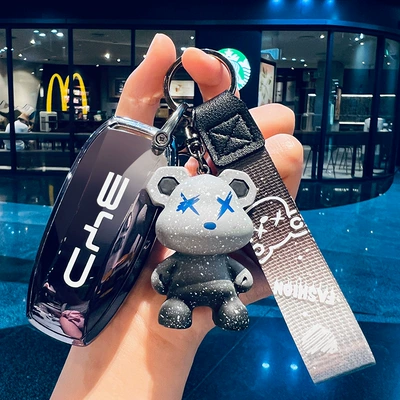 Byd Seagull Key Cover Dolphin Han Qin L Song Plus Dmi Yuan up Tang Song L Seal 06 Buckle Pro Hiace 07 (Car key bag) - type-a-gradient-gray-key-cover-gray-violent-bear