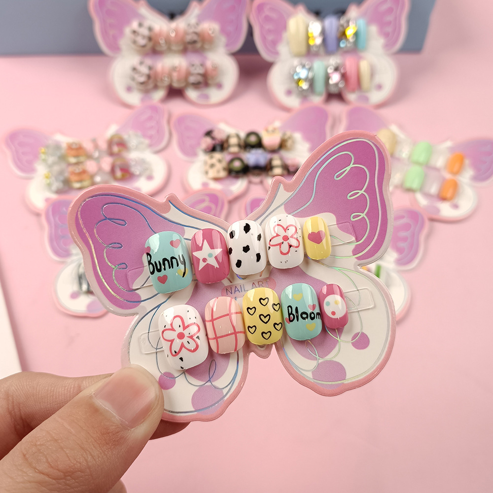 10 piezas de uñas para niños adolescentes, uñas para adolescentes lindas, uñas para niños de 12 - 18 años de edad