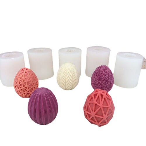 New Easter egg candle silicone mold egg grid egg vertical pattern wavy egg mousse cake Christmas candle mold