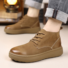 男士马丁靴2025新款秋冬头层牛皮复古高帮男鞋户外中帮休闲靴