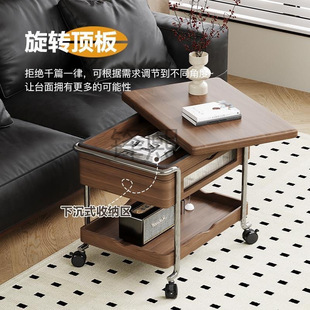 F 2 Caramel Middle Ancient Cart Passenger Movable Folding Wheel Movable Small Push Table Lifting Coffee Table Side Table