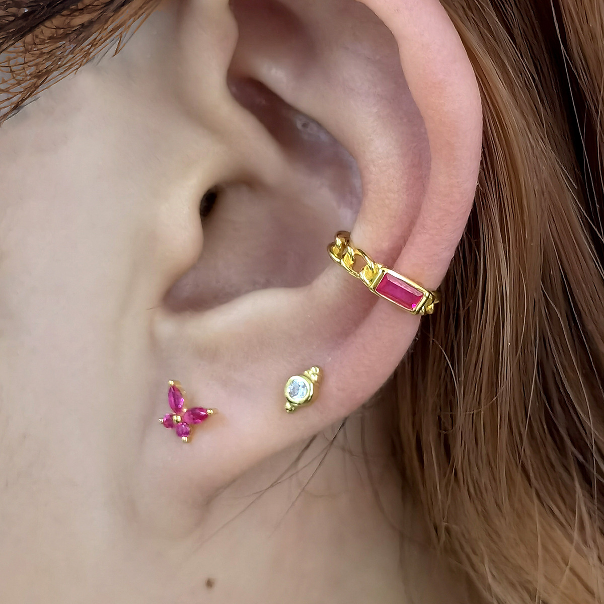 18K Real Gold Plated, Platinum Plated Plating Material 1 Pair 925 Sterling Silver 925 Sterling Silver Earrings Butterfly Ear Studs