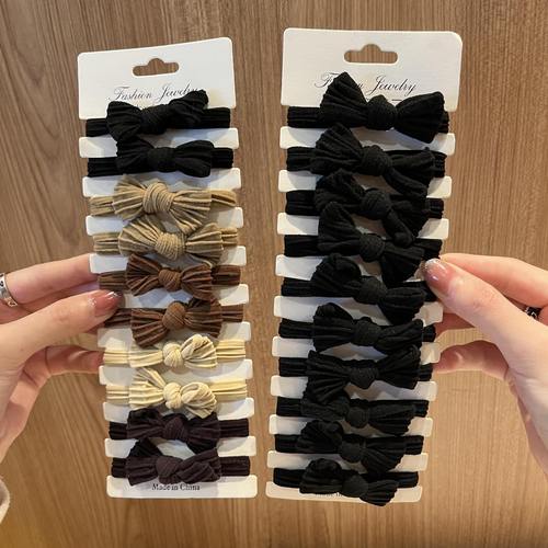Spring simple bow widened hair rope large intestine hair tie versatile and does not hurt hair high elastic hair rope rubber band thickened for women