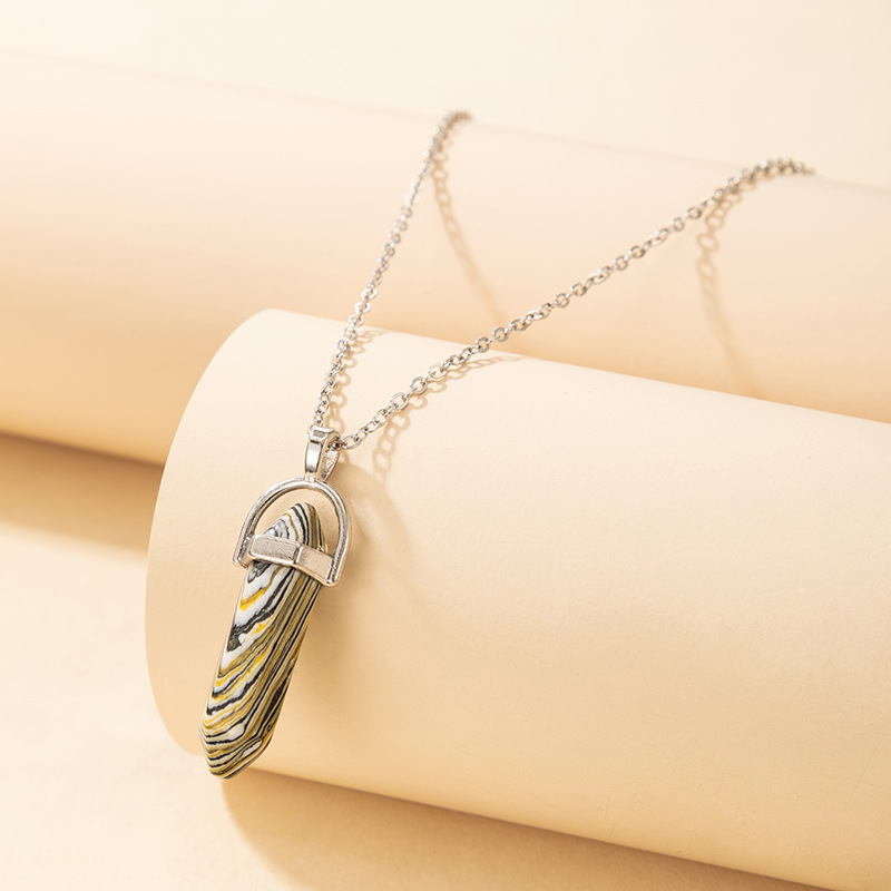 European and American new necklace multicolor bullet necklace personality single layer hexagonal col