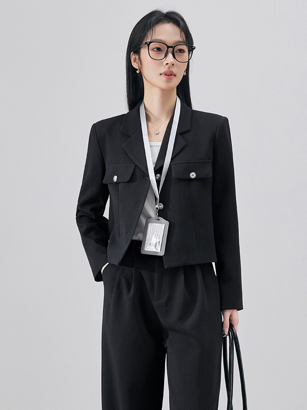 短款西装外套女小个子春秋大学生面试正装职业装通勤气质西服套装|undefined