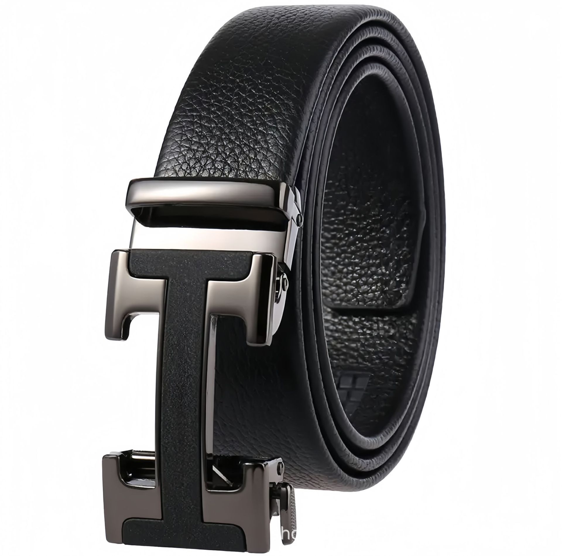 Top-grain Leather Men's Belt with H Buckle Genuine Cowhide Automatic Buckle Youth Simple Fashion Waistband