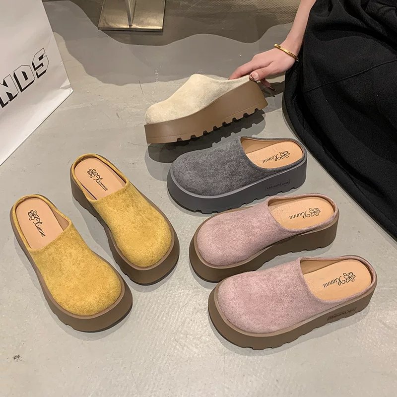 Толстованная кожаная обувь Birkenstock для женщин, верхняя одежда, ранняя весна 2025 новая модель для маленького человека, с открытым мысом и платформой