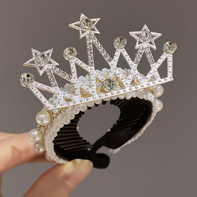 Niños perlas corona perlas perlas niñas bolas de cabello fijo artefacto princesa tocado de cabello para niñas joyas de cabello al por mayor