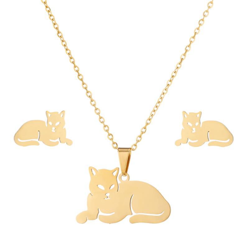 Women'S Gender PVD Coated Real Gold Plated Butterfly Stainless Steel Simple Style Waterproof Non Tarnish Earrings Necklace