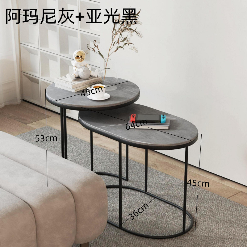 工場直送の軽くて豪華なスレートコーヒーテーブル、小さなアパートメントコーヒーテーブルコンビネーションテーブル、リビングルームラウンドティーテーブル、ソファサイドテーブル|undefined