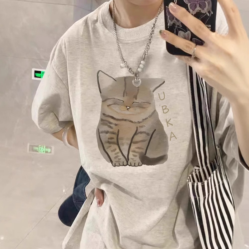 Pure Cotton Short-sleeved T-shirt Women's Summer New Loose Niche Design Sense American Style Cartoon Bear Printed Top Ins Trendy