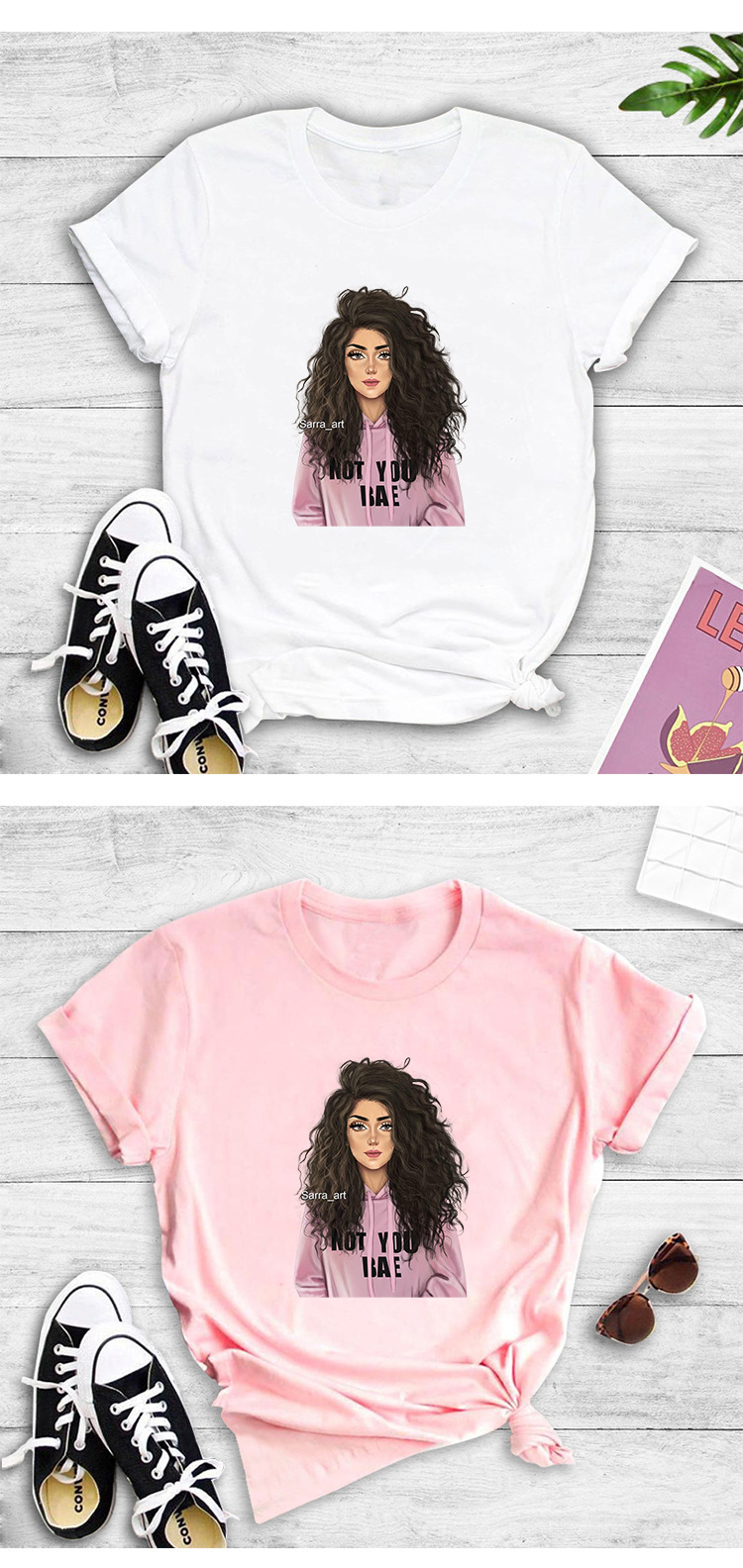 fashion hair girl printing T-shirt  NSYIC58803