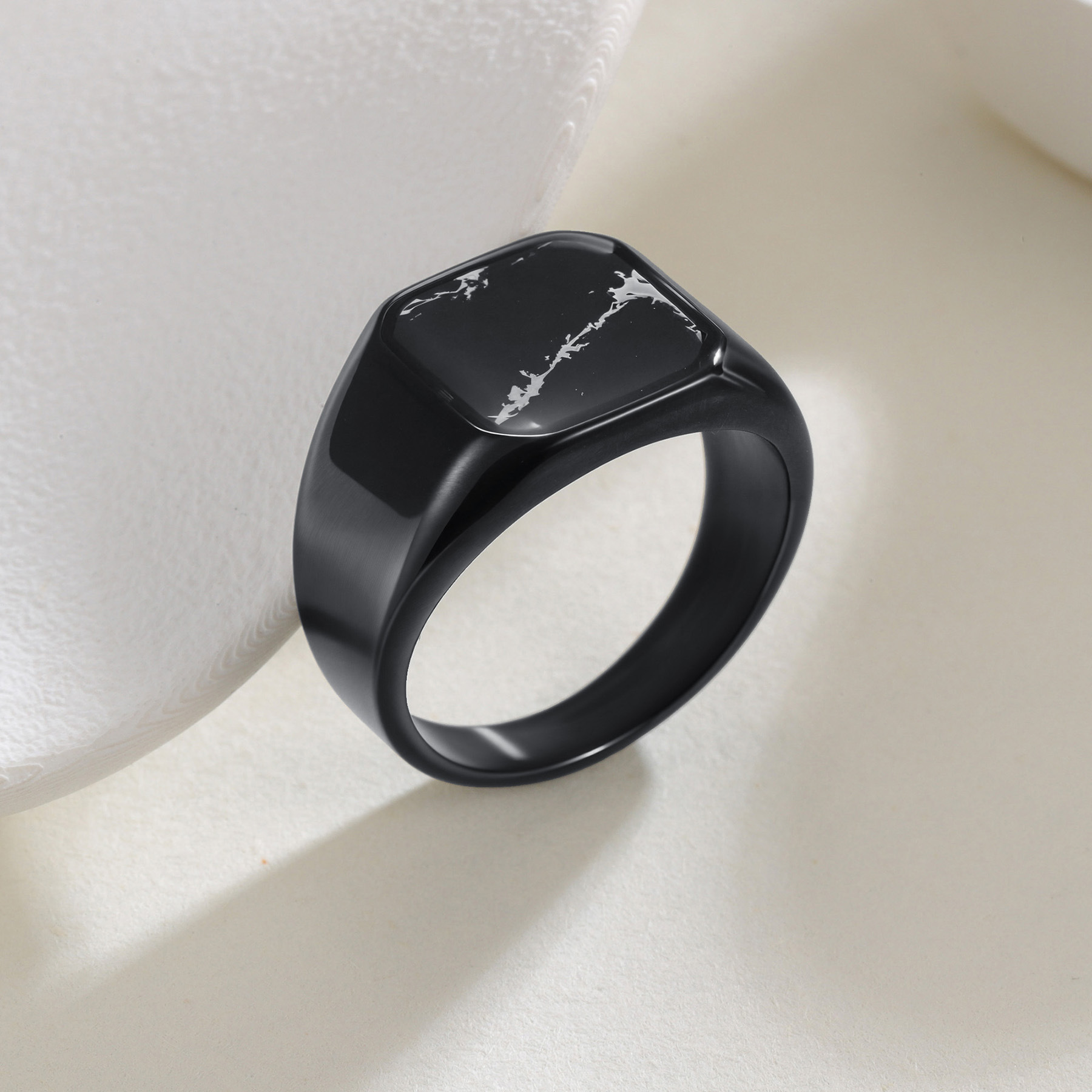 Titanium Steel Material Retro Classic Style Geometric Titanium Steel Plating Men's Rings Men Signet Rings