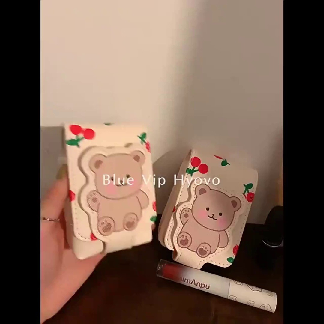 Pequeño oso lápiz labial bolsa con espejo MINI BOLSA chica portátil de viaje maquillaje bolsa de almacenamiento de maquillaje bolsa avanzada