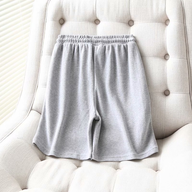 solid color drawstring elastic waist thin loose home sports shorts  NSAM52922