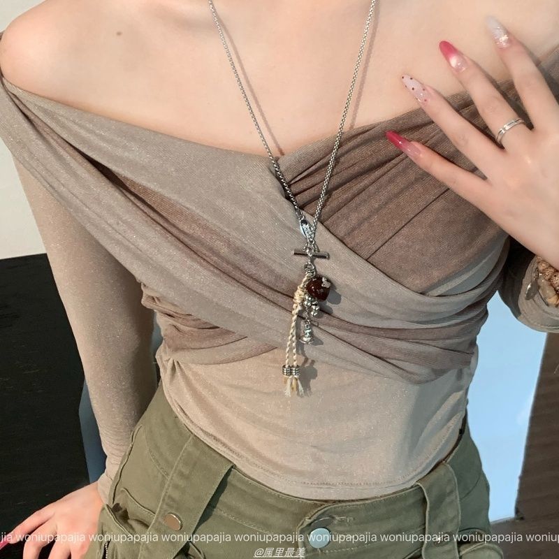 ins甜酷爱心吊坠项链女款小众设计长款个性毛衣链卫衣链挂脖配饰|undefined