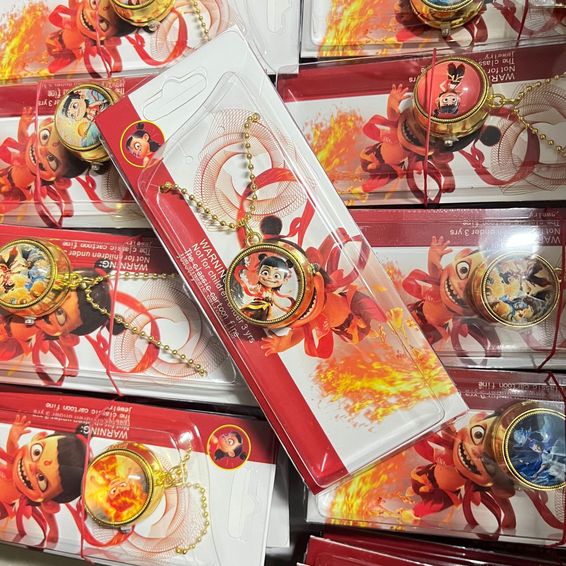 Movie Nezha 2 Pocket Watch Cartoon Gyro Rotating Watch Children Students Men's and Women's Necklace Watch Surrounding Tourist Attractions