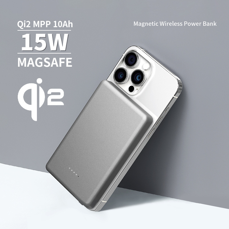Magsafe Is Suitable for Qi2 Apple External Battery Double Pop-Up Window Aluminum Alloy 10000Mah Fast Charging Magnetic Power Bank