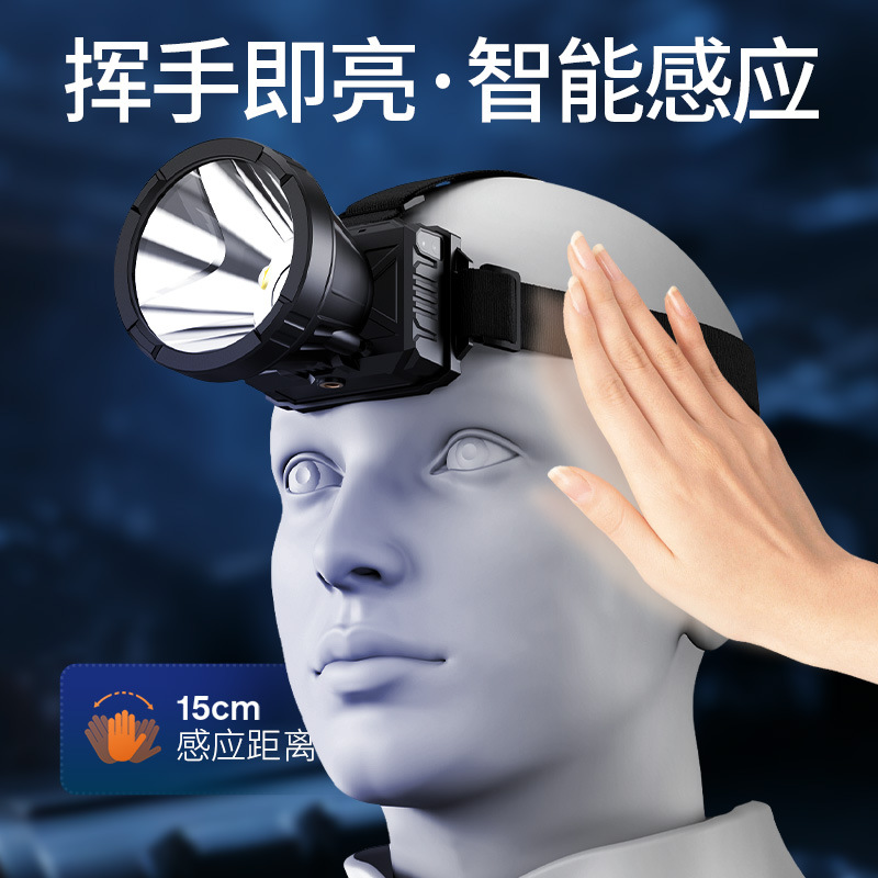 Lámpara de fuego fuerte luz remota inducción montada en la cabeza led recargable al aire libre luz de emergencia personalizada al por mayor