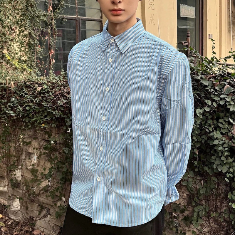 Korean Cleanfit High-Intelligence Casual Long-Sleeve Shirt, Relaxed and Lazy Retro Casual Striped Shirt for Men and Women Korean Cleanfit High-Intelligence Casual Long-Sleeve Shirt, Relaxed and Lazy Retro Casual Striped Shirt for Men and Women