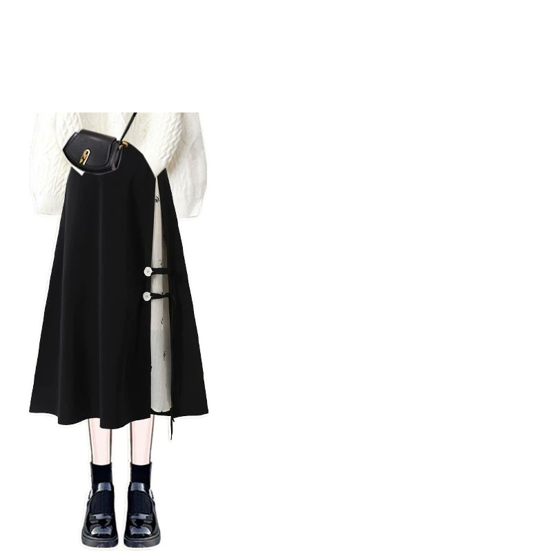 Spring set, knitted sweater, skirt, loose fit