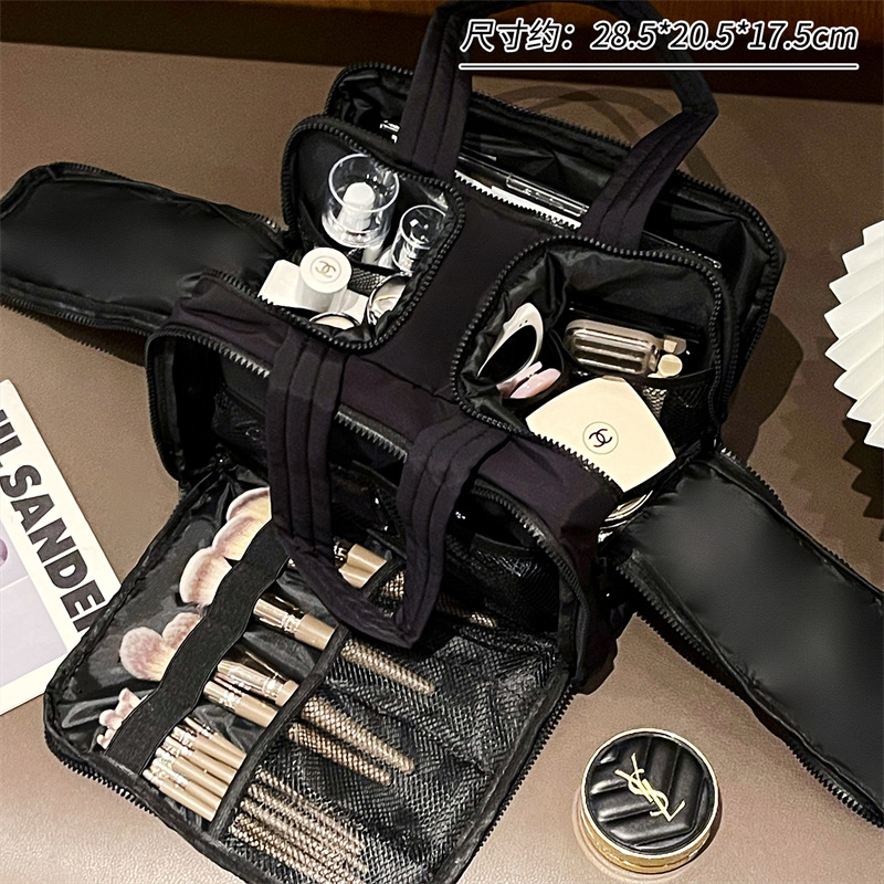 Bolsa de cosméticos de doble apertura, bolsa de lavado de gran capacidad, viaje de negocios, almacenamiento de partición multifuncional, sensación avanzada y portátil