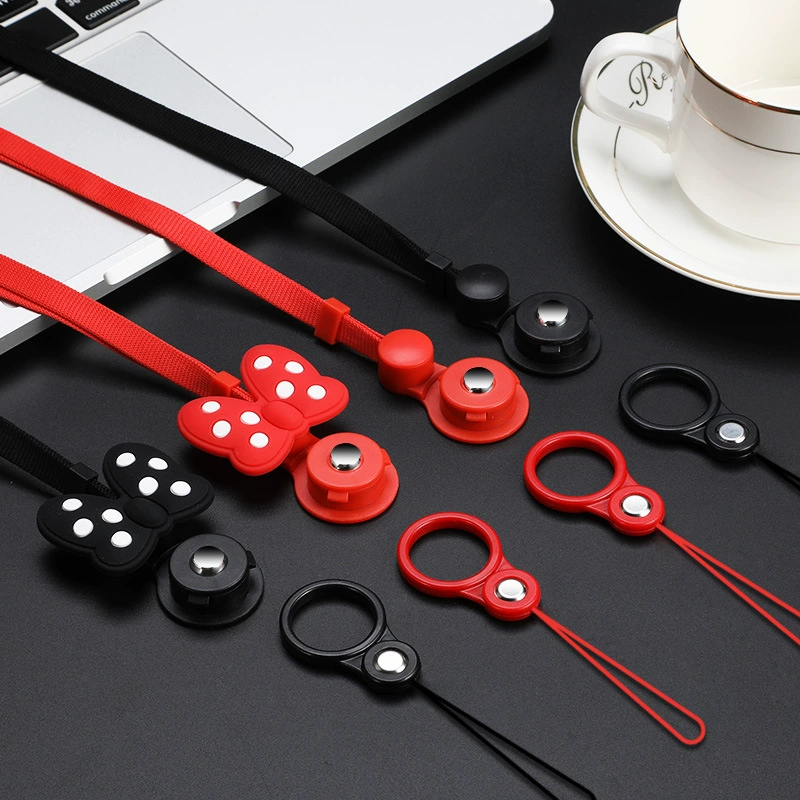 Портативный ремешок для мобильного телефона два в одном, пластиковое кольцо, пряжка, Силиконовая Бабочка, милый ремешок для мобильного телефона, цепочка на заказ