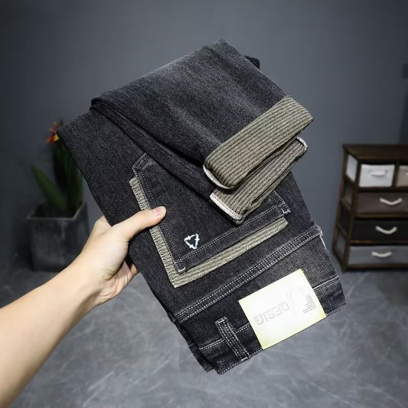 Spring and Autumn Jeans Men's Stretch Slim-fit Straight Pants High-end genuine goods Fashion All-match Long Pants Men's Pants