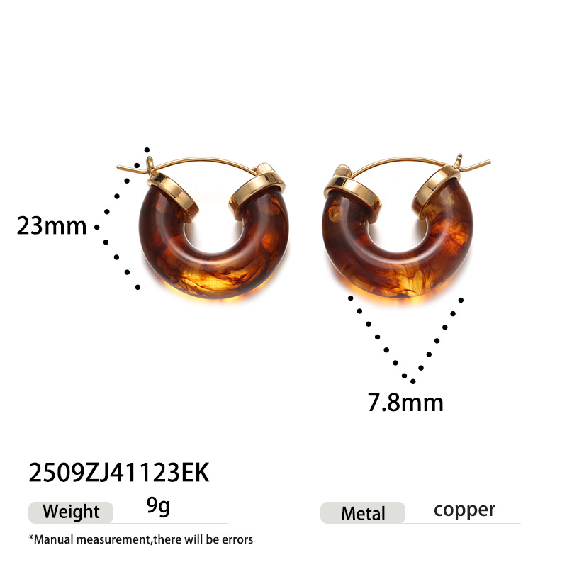 Europa y los Estados Unidos de moda transfronteriza retro alta sensación de resina pendientes de orejas para mujeres clásicas simple versátil otoño y invierno aretes de calidad nuevos
