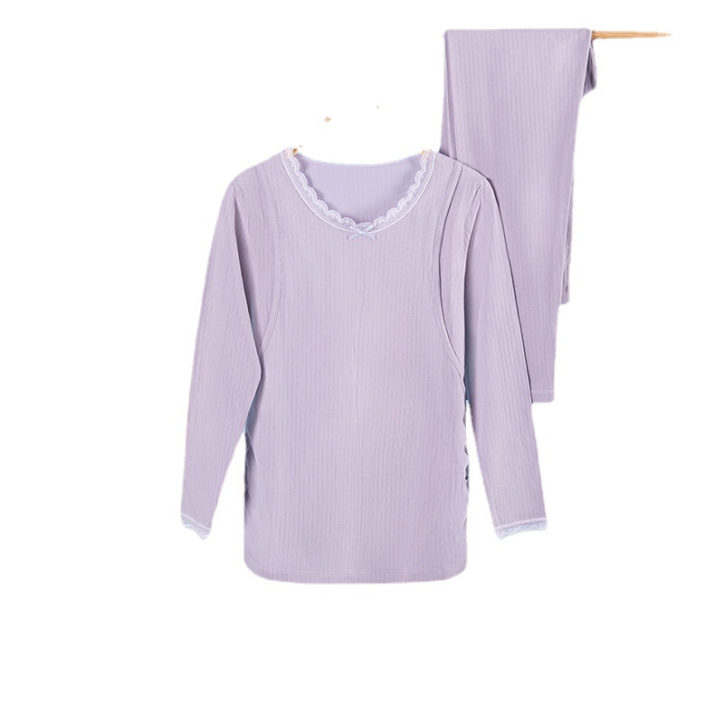 純綿妊婦秋衣秋ズボンセット春秋保温下着産後授乳パジャマ妊娠期月子服卸売り|undefined