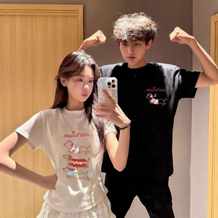 Summer Pure Cotton Short-Sleeved T-Shirts for Couples, Lazy Loose Niche Design Tops for Men and Women, Student Trendy Brand Class Uniforms