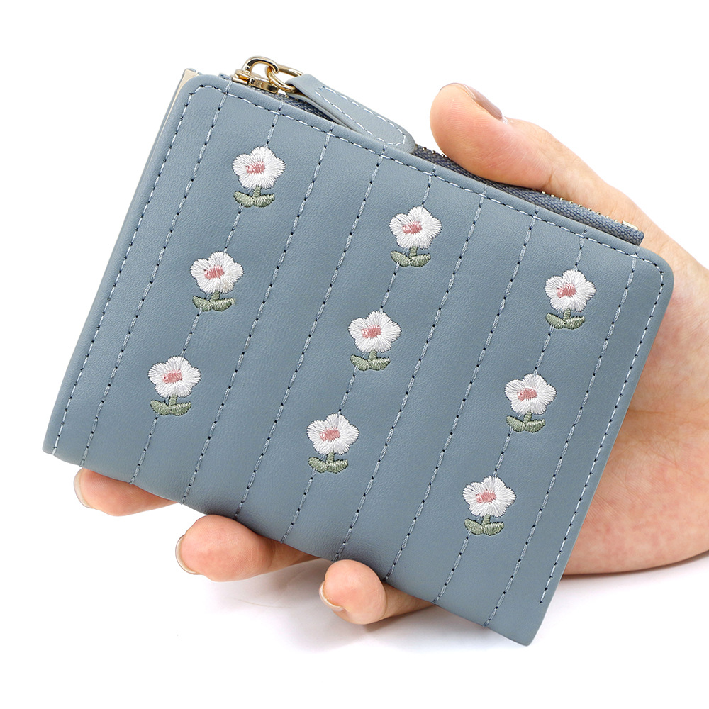 Nueva billetera corta de moda coreana linda borrada billetera corta simple bolsa de tarjetas de cambio de descuento
