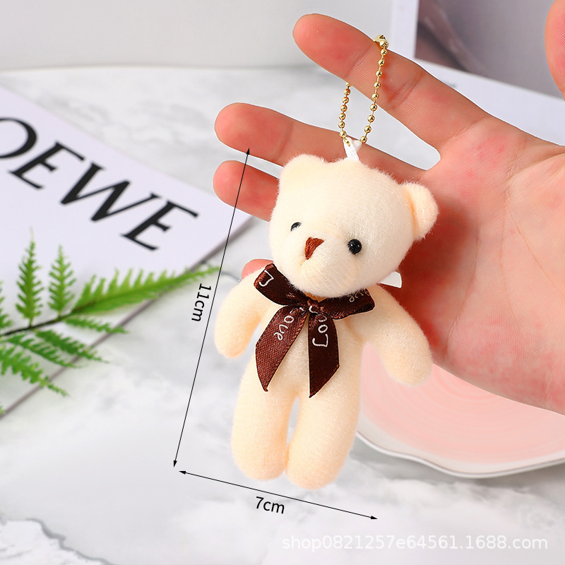 Bow Tie Bear Plush Toy One-Piece Bear Doll Bear Toy Small Gift Manufacturer Wholesale Keychain Pendant