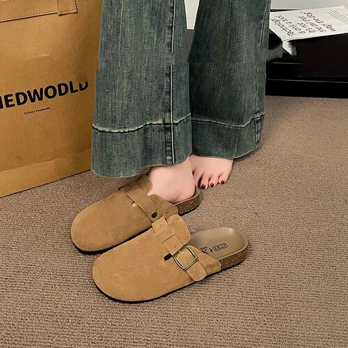 Birkenstock shoes for women 2024 spring new style thick bottom soft bottom Birkenstock toe half slipper one-step lazy single shoes 
