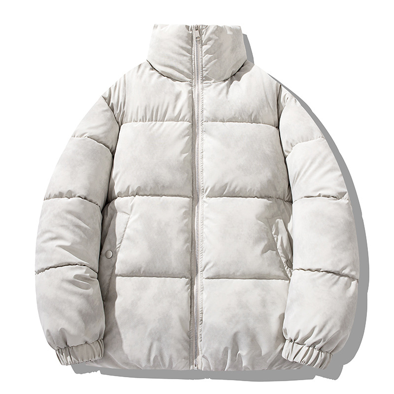 PU Leather Cotton-padded Clothes For Men And Women, Loose Cotton-padded Jackets, Bread Clothes, Stand-up Collar Jackets For Men_viptrois.com