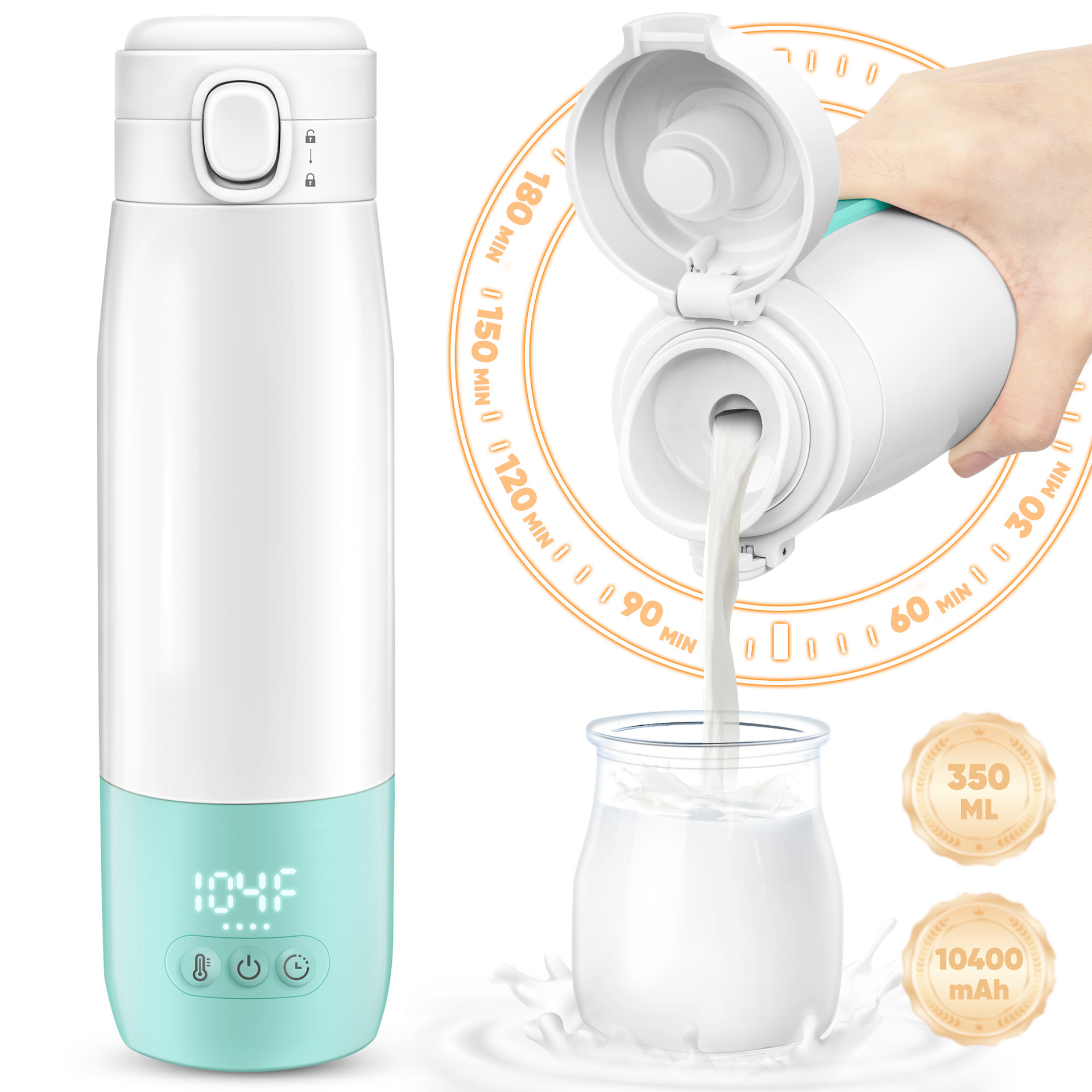 Wireless Portable Milk Regulator, Milk Warmer, Constant Temperature Cup, Hot Water Kettle, Baby Take-Out Milk Preparation Artifact