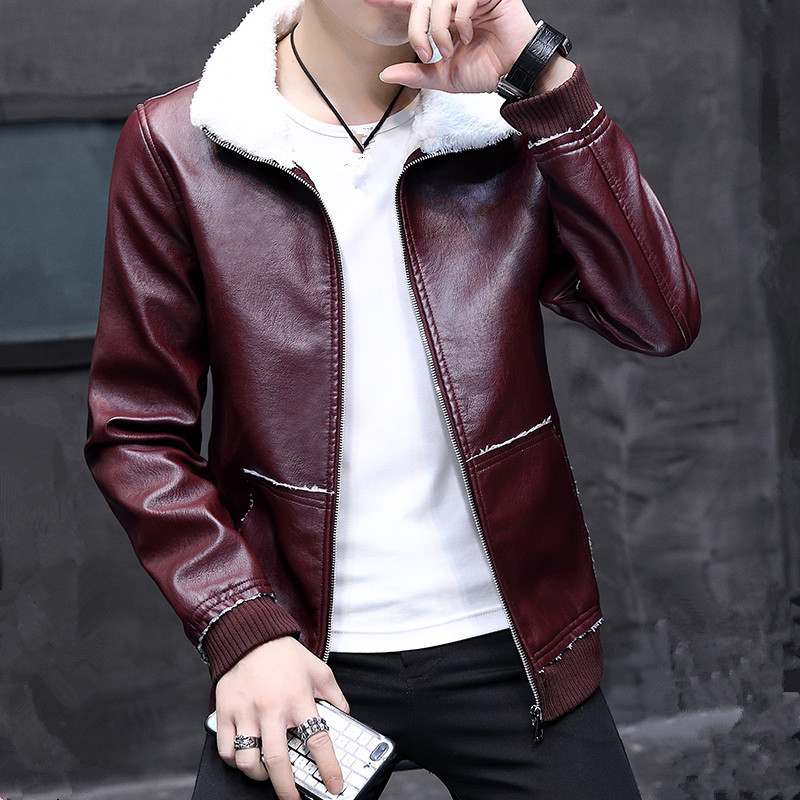 Comercio exterior otoño y invierno nuevo chaqueta de cuero hombre piel en una chaqueta de cuero hombre joven chaqueta de piel gruesa