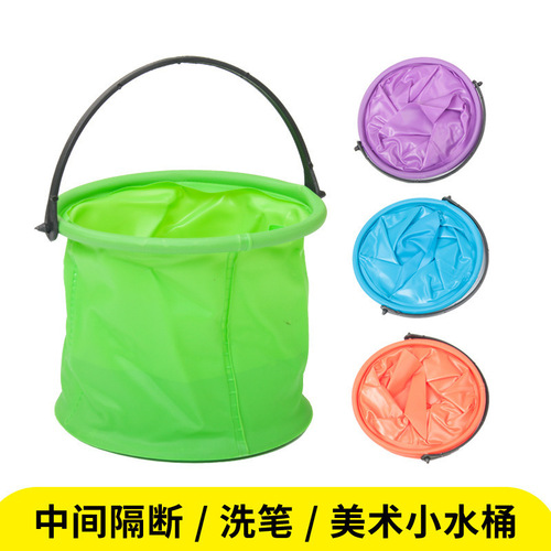 Silicone multifunctional folding bucket wholesale insertable pen washing bucket watercolor gouache portable brush holder for art students