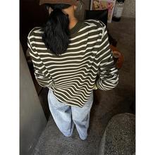 条纹打底衫女2024年秋季新款慵懒宽松内搭长袖针织t恤初秋上衣