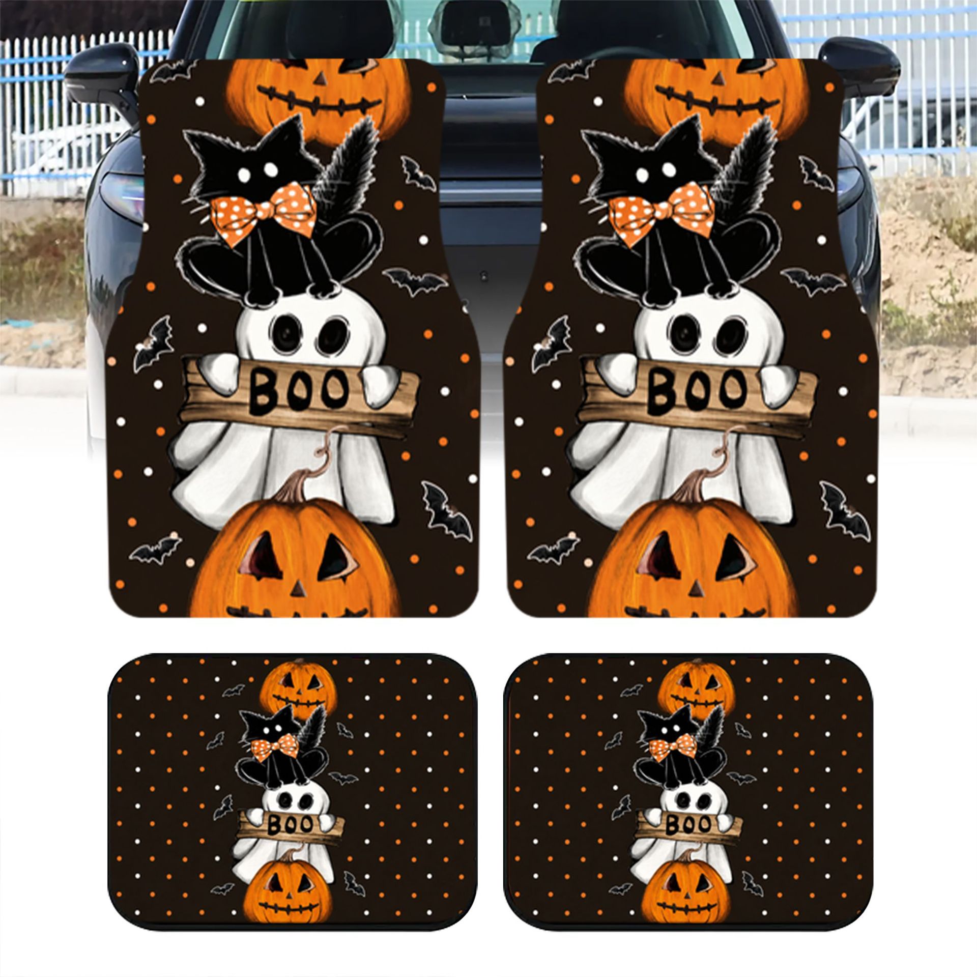 New cross-border Halloween-themed cartoon decorative car floor mats, easy to maintain and wear-resistant, available for drop shipping